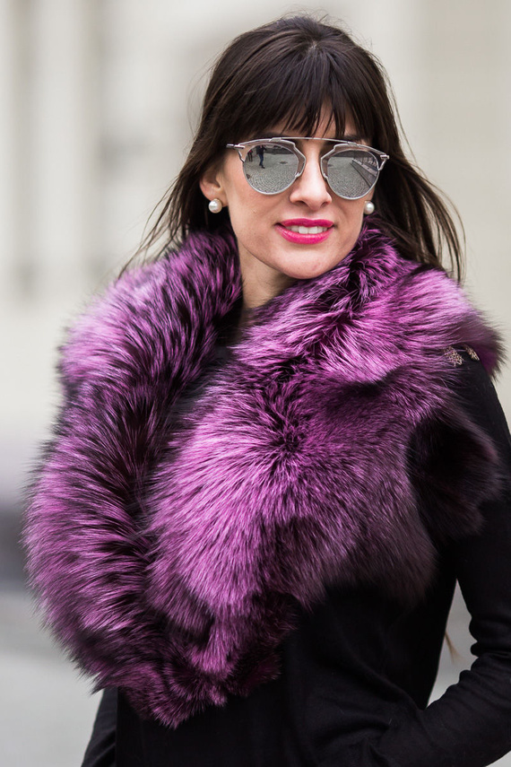 Large Detachable Silver Fox Fur Collar Dyed In Pink WOMEN COLLARS