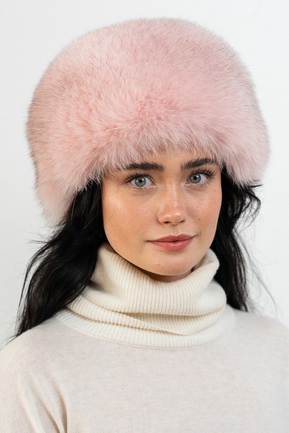 Black Fox Fur Roller Hat with Mink top 