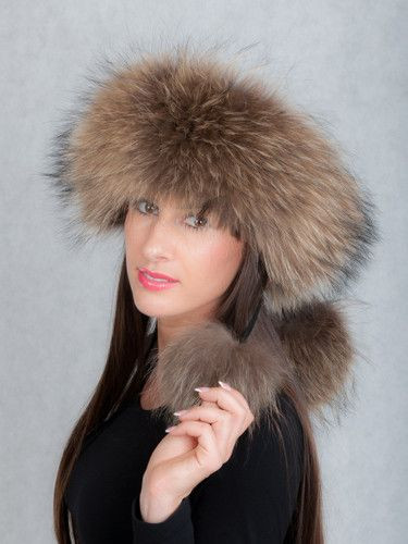 Genuine Finland Racoon Fur Headband in Natural Brown