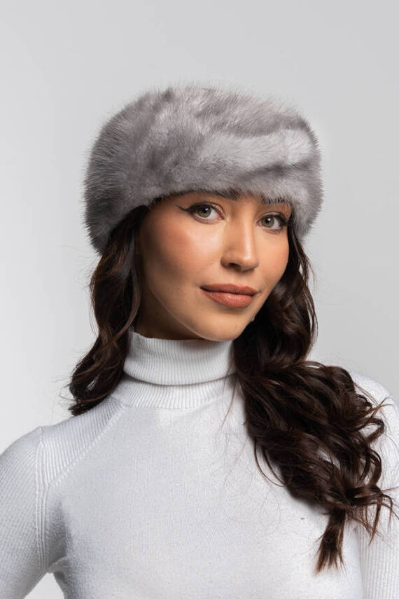 Genuine Fox Fur Headband in Black 