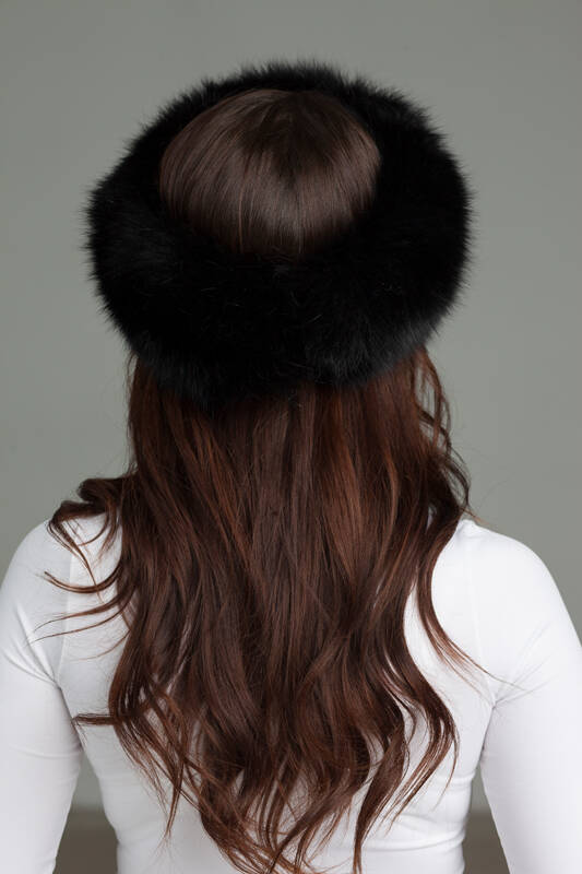 Genuine Fox Fur Headband in Black 