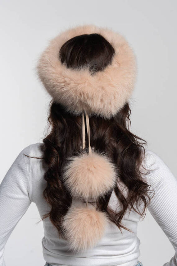 Genuine Fox Fur Headband in Pink.