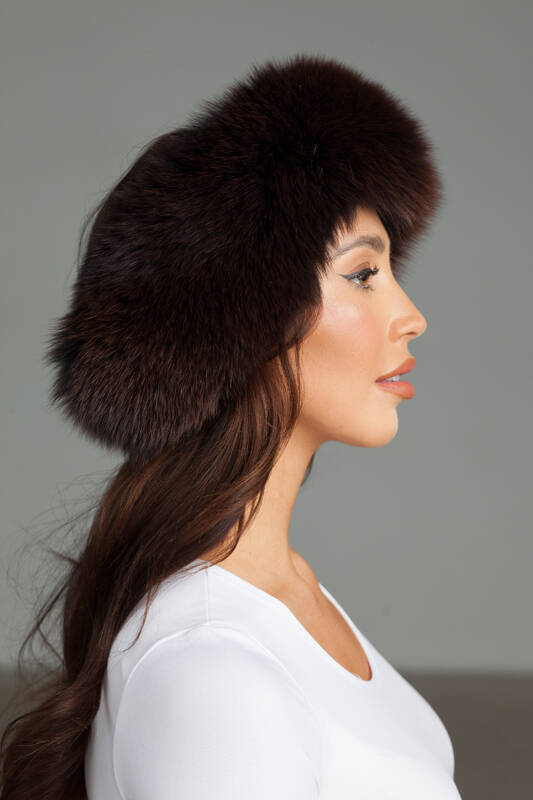 Genuine Fox Fur Headband in Pink.