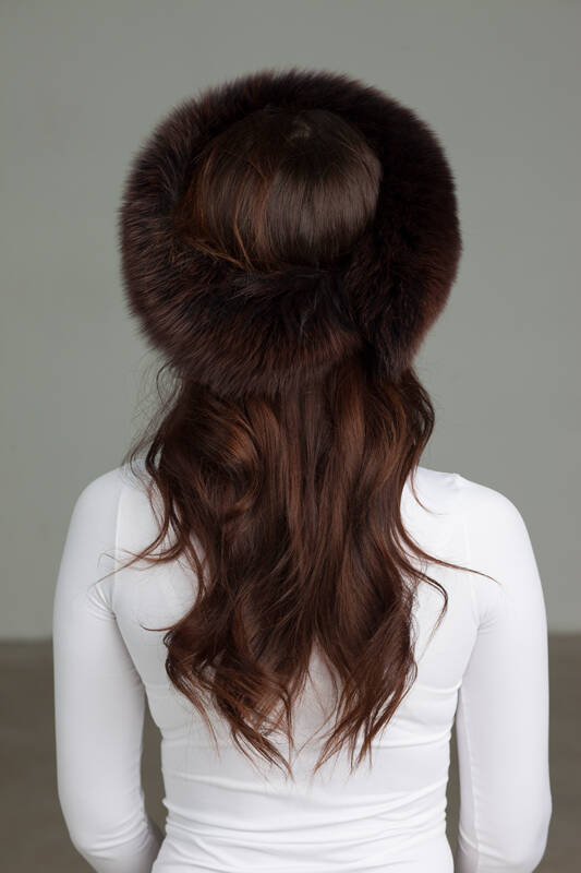 Genuine Fox Fur Headband in Pink.