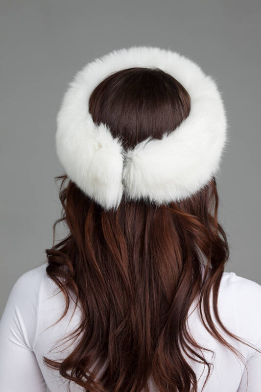 Genuine Fox Fur Headband in Pink.