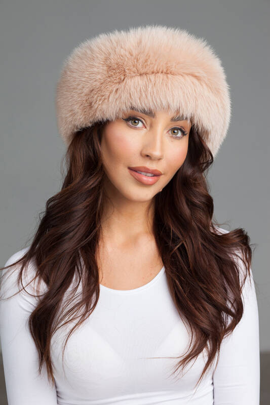 Genuine Fox Fur Headband in Pink.