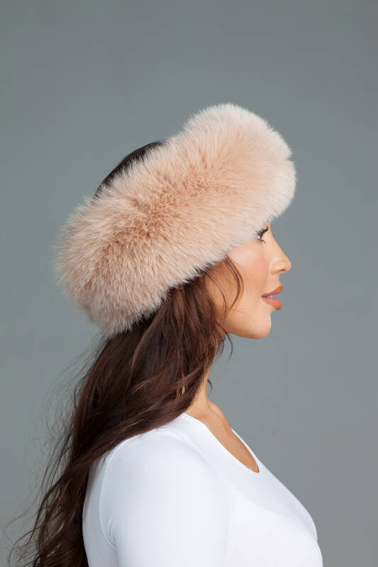 Genuine Fox Fur Headband in Pink.