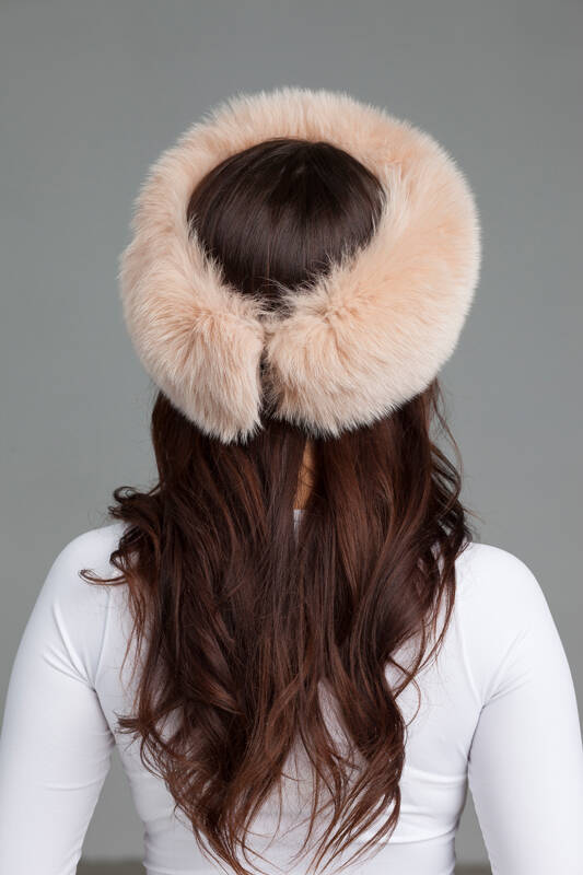 Genuine Fox Fur Headband in Pink.