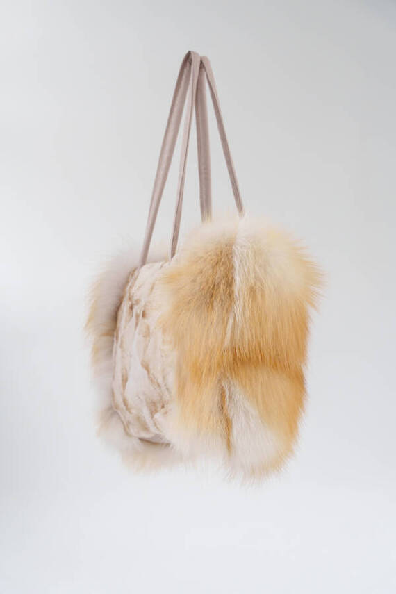 Genuine Fox Fur Muff in Red