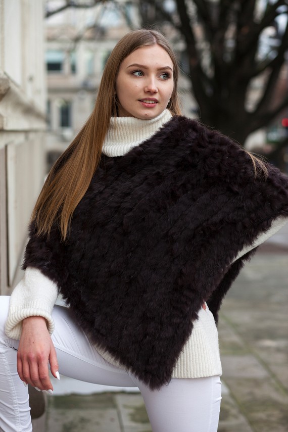 Genuine Rabbit Fur Poncho