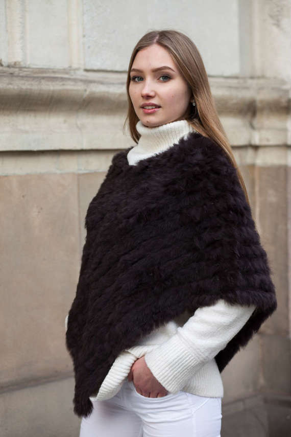 Genuine Rabbit Fur Poncho