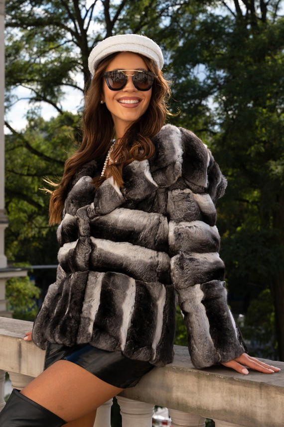 Genuine chinchilla fur coat