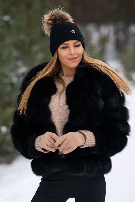 Genuine fox fur jacket in brown