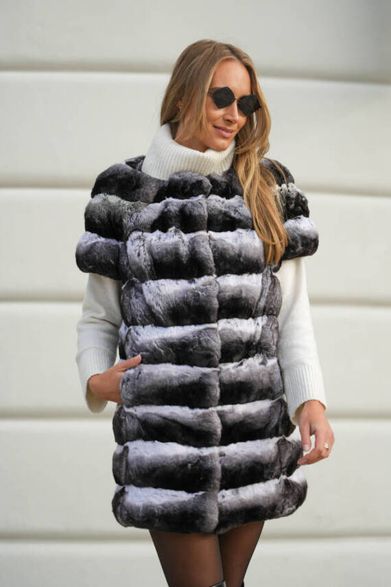 Ladies Genuine Silver Fox Fur Vest