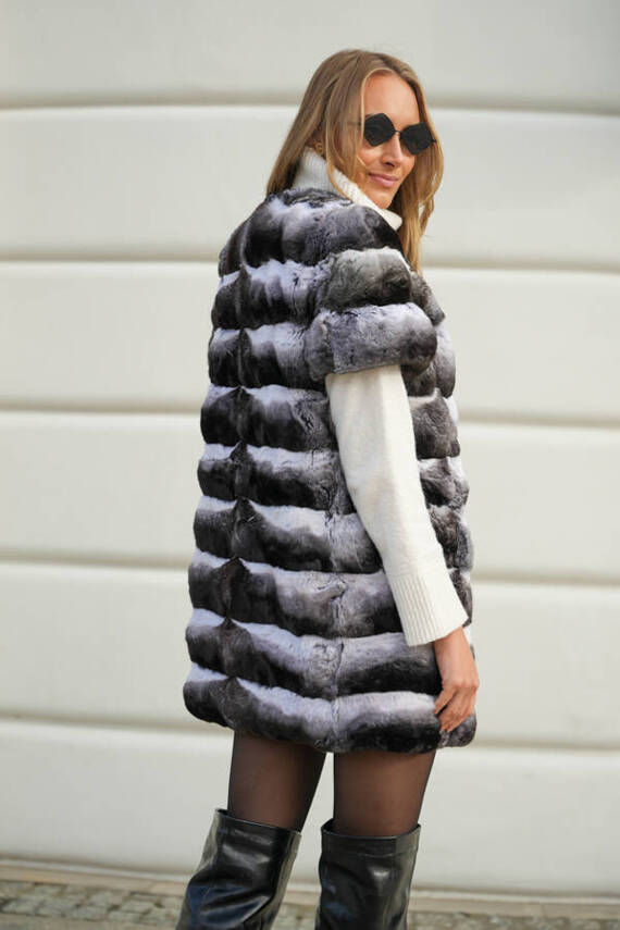 Ladies Genuine Silver Fox Fur Vest