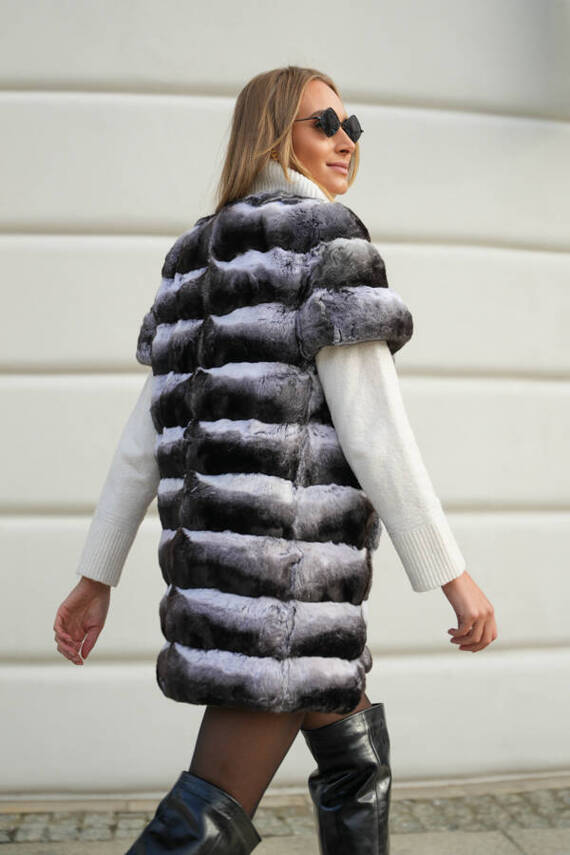 Ladies Genuine Silver Fox Fur Vest