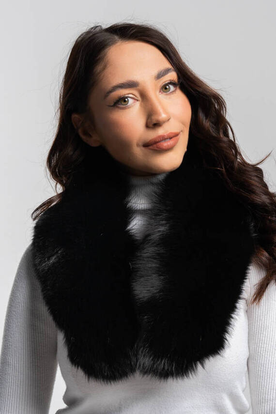 Large Detachable Silver Fox Fur Collar dyed in Black.