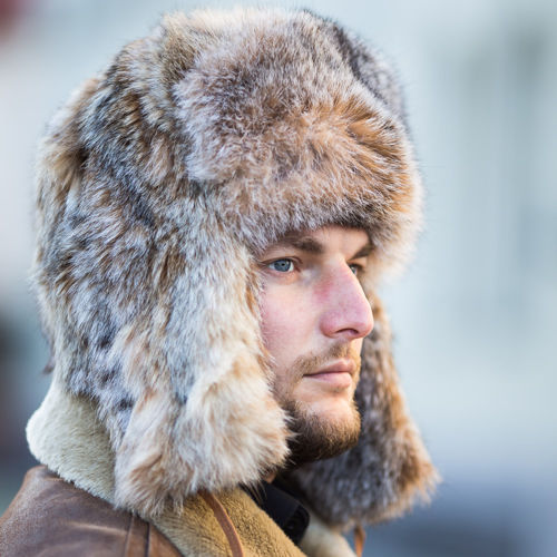 Luxury Man’s  Canadian lynx Fur Trapper Hat