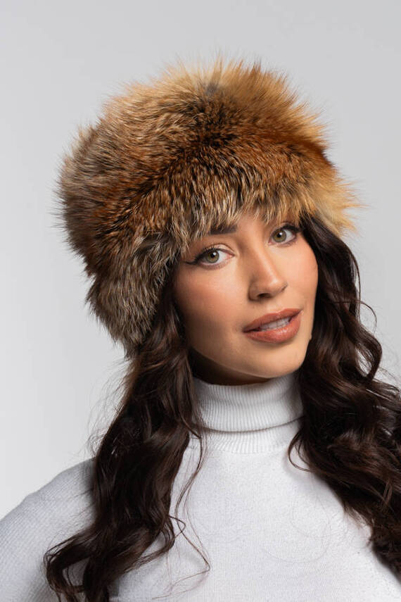 Red Fox Fur Roller Hat with Mink top 