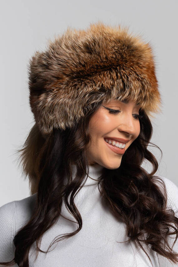 Red Fox Fur Roller Hat with Mink top 