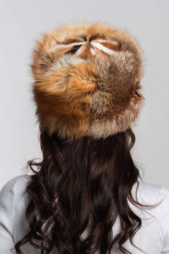 Red Fox Fur Roller Hat with Mink top 