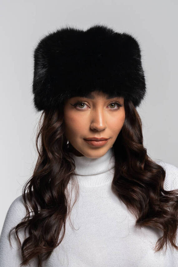 Red Fox Fur Roller Hat with Mink top 