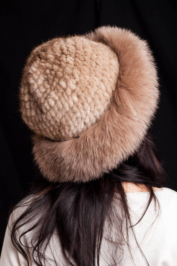 Red Fox Fur Roller Hat with Mink top 