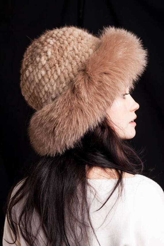 Red Fox Fur Roller Hat with Mink top 