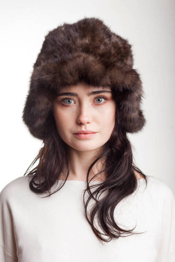 Red Fox Fur Roller Hat with Mink top 