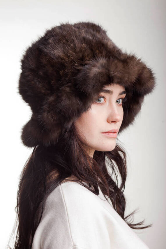 Red Fox Fur Roller Hat with Mink top 