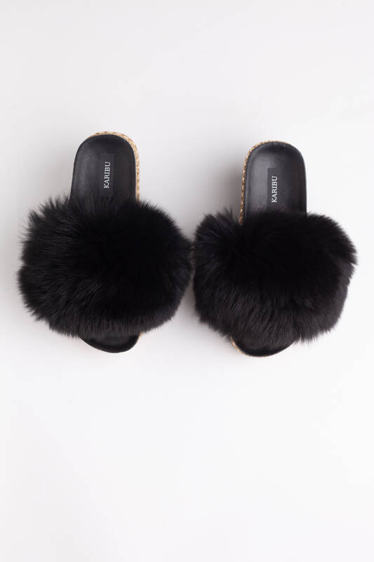 Top Fur Slides, Sandals with Pink and Beige Fur 