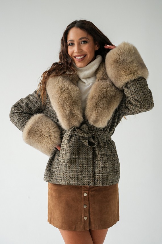 Woman’s Genuine Sheepskin Coat – Heather Colour