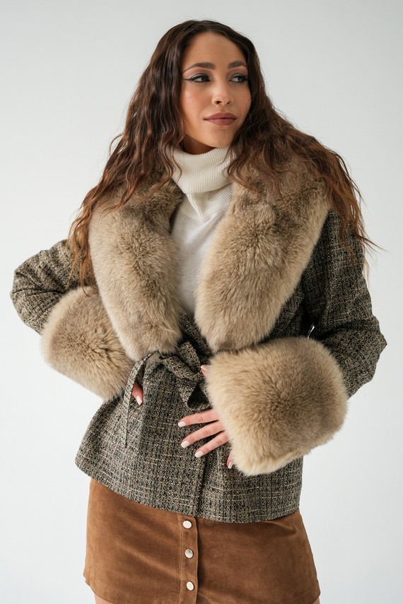 Woman’s Genuine Sheepskin Coat – Heather Colour