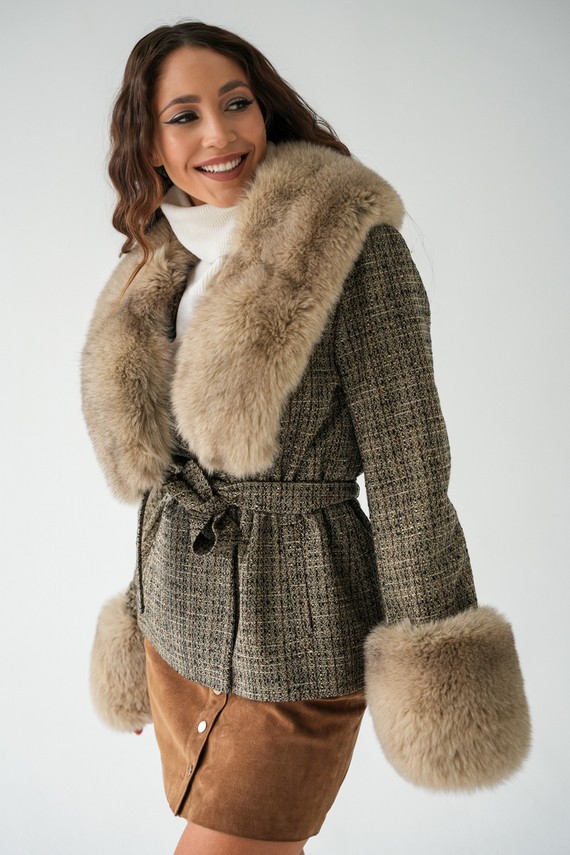 Woman’s Genuine Sheepskin Coat – Heather Colour