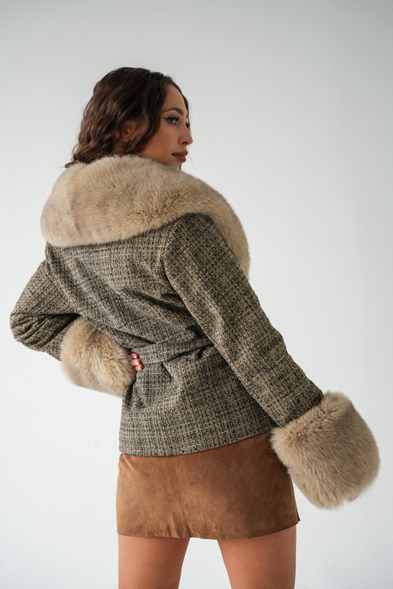 Woman’s Genuine Sheepskin Coat – Heather Colour