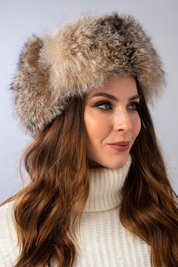 Womens Fur Trapper Hat in Black