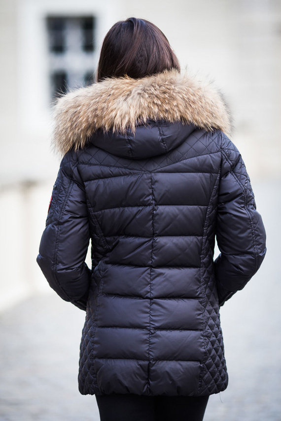 Fur lined Parka Jacket with Genuine Raccoon Fur dyed in Salmon Pink 