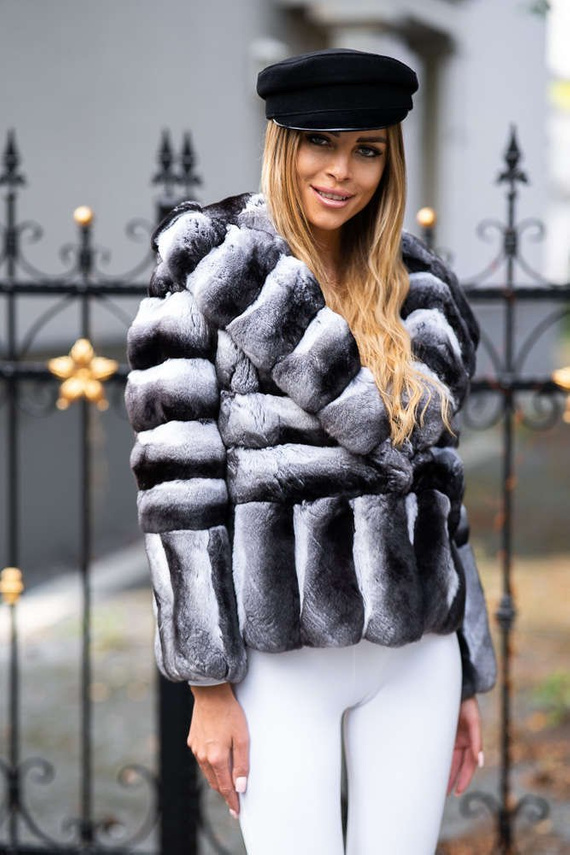 Genuine chinchilla fur coat