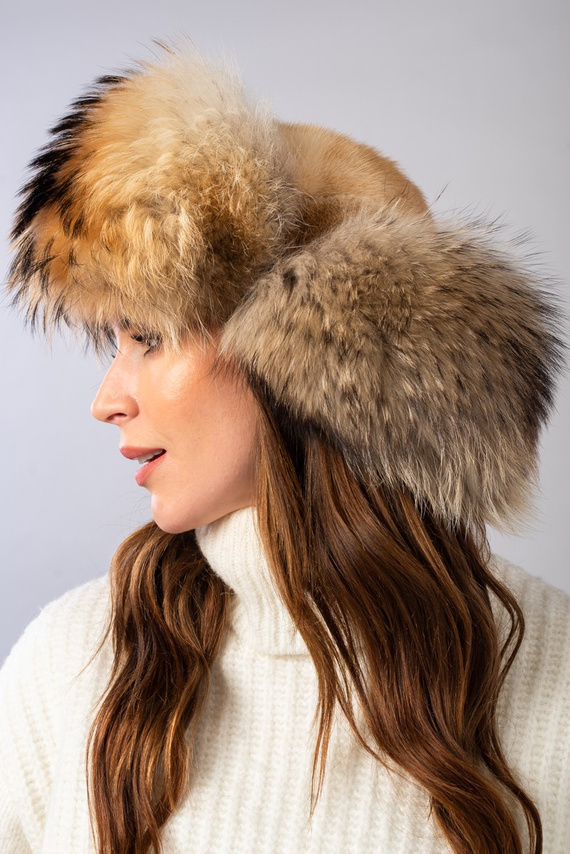 Womens Fur Trapper Hat in Black