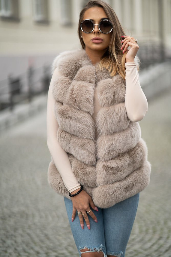  Women's Genuine Fox Fur Waistcoat