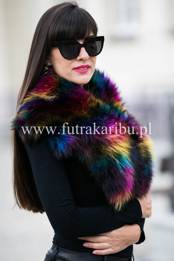 Large Detachable Finn Raccoon Fur Collar in Multicolour