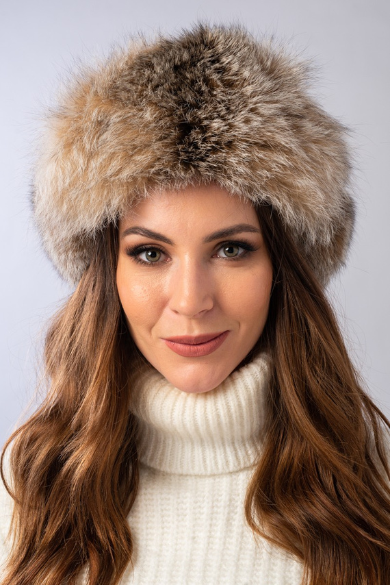 Womens Fur Trapper Hat in Black