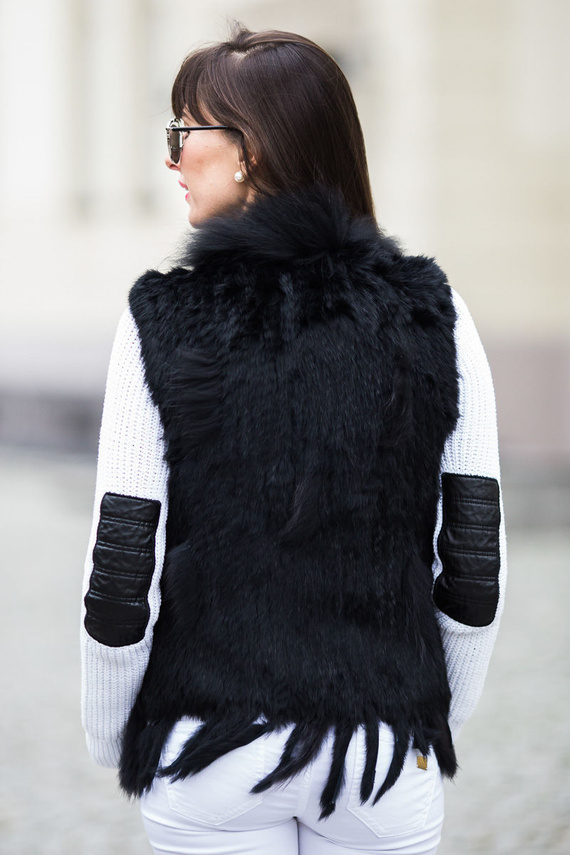 Genuine Rabbit Fur Waistcoat in Black