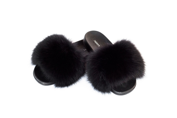 Ladies Fur Slides Summer Sandals With Genuine Fur