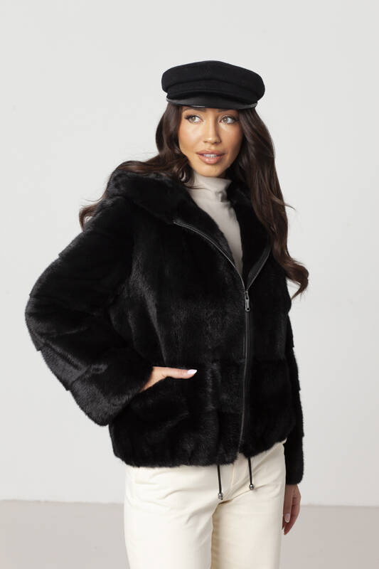 Genuine fox fur jacket in brown