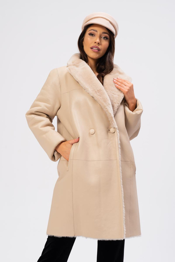 Woman’s Genuine Sheepskin Coat – Heather Colour