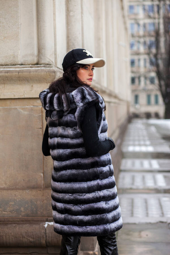 Ladies Genuine Silver Fox Fur Vest