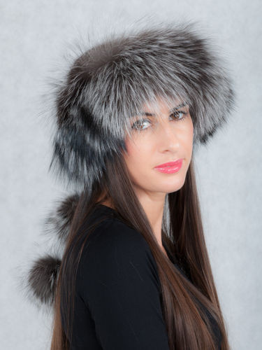 Genuine Fox Fur Headband in Natural Silver