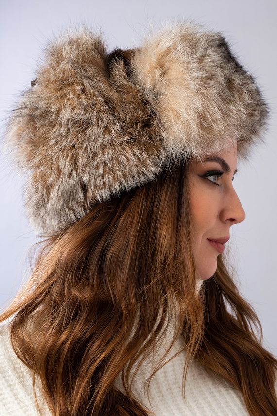 Womens Fur Trapper Hat in Black