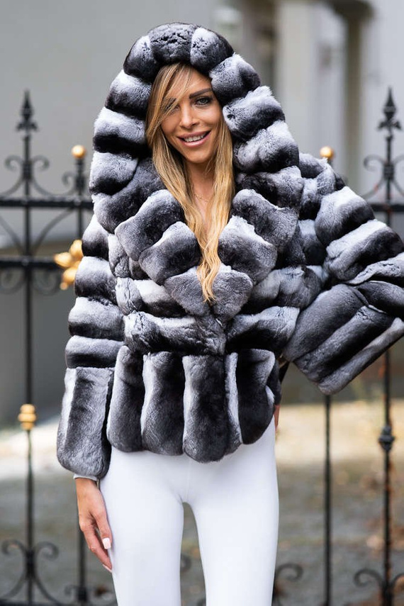 Genuine chinchilla fur coat